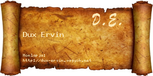 Dux Ervin névjegykártya