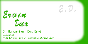ervin dux business card